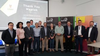 Staff and students of the School with Maptek representatives at the acknowledgement event.