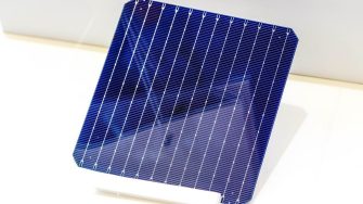 Solar cells displayed on white table