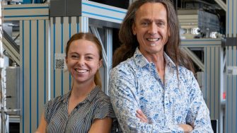 Dr Holly Stemp and Prof Andrea Morello from the Fundamental Quantum Technology Laboratory