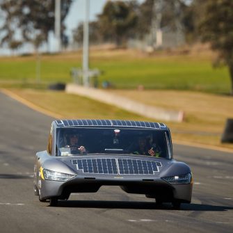 Sunswift, the UNSW solar car at the racetrack