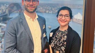 UNSW team members holding the 2022 NSW Sustainability Award (Net Zero Action category) presented by the Banksia Foundation.