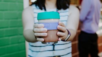 Reusable coffee cup at UNSW campus coffee cart