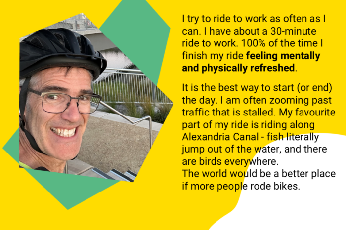 Testimonial from Simon Kalucy, UNSW Cycling Advocate, about the benefits of cycling to work.