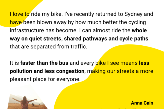UNSW Cycling Advocate testimonial by Anna Cain, Lecturer in Engineering, about her positive experience cycling.