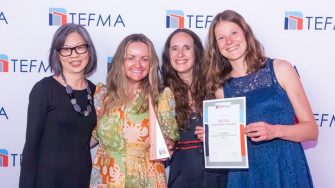 UNSW staff accepting the AECOM Innovation Award at the 2025 TEFMA Clever Campus Awards.