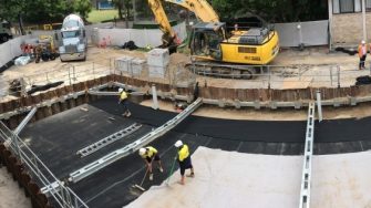 Construction of a second rainwater percolation chamber below UNSW's Kensington campus.