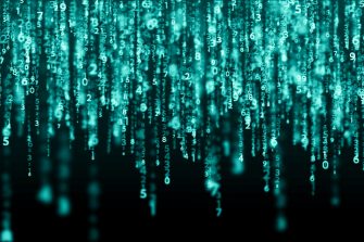 Data technology background. Big data visualization. Flow of data. Information code. Background in a matrix style. 4k rendering.