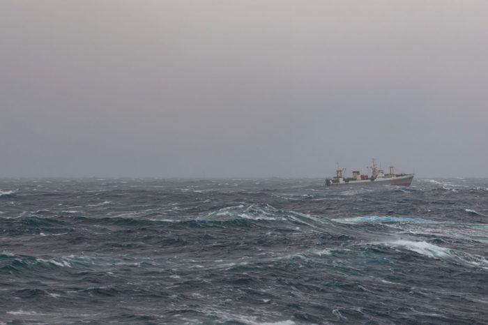 ship on open ocean during a storm