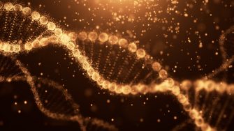 DNA molecule structure.Science concept and colour background