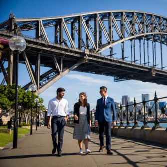 Post graduate students outside of The Sydney Harbour Bridge