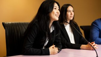 Law students in the moot court