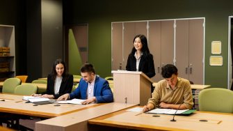 Law students in the moot court