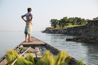 Sirajganj, community affected by river erosion. Many people were displaced several times due to the river erosion.