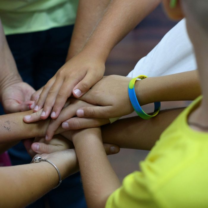 close up of hands inside a circle