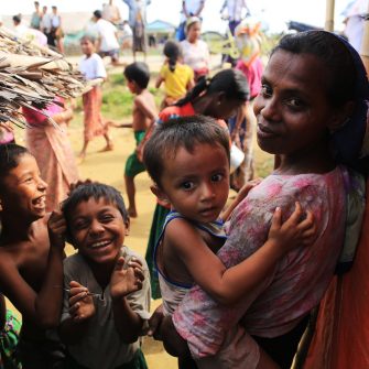 RAKHINE STATE, MYANMAR - NOVEMBER 08 : The Rohingya are waiting to receive the donation, on NOVEMBER, 2015 in Sittwe, Myanmar.