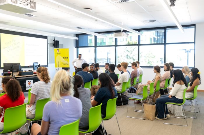Students seated during a tutorial in the Biomedical Sciences Centre