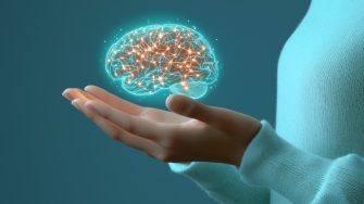 Brain abstract image with hands