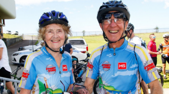 Janice and Bernie Fitzpatrick on a fundraising bike ride