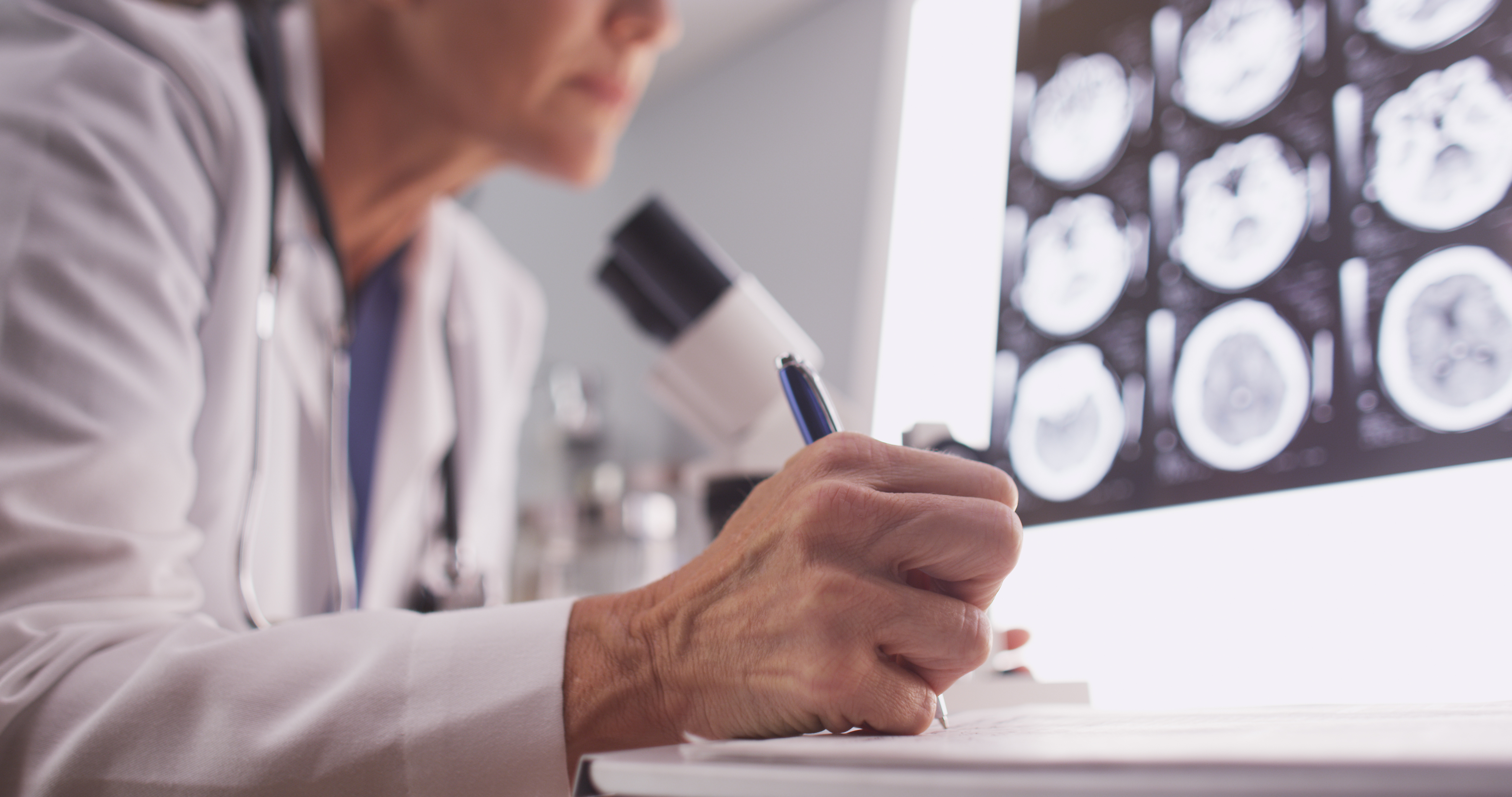 A researcher conducts medical analysis.