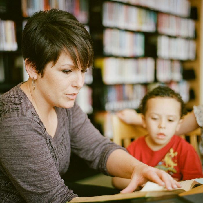 Educator reading to child