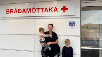 Dr Nicole Grant and her children in Iceland.