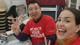 Dr Zien Zhou at a Blood Pressure Measurement community activity