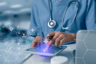 Photo of medical doctor using digital healthcare