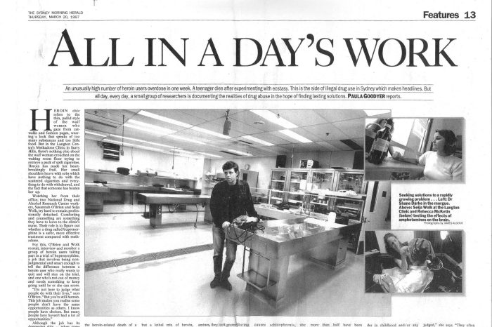 Professor Shane Darke in the Sydney Morning Herald 20 March 1997