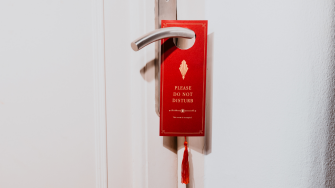 Hotel door 'do not disturb' sign