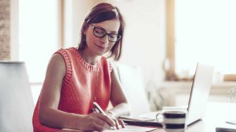 Woman working on the laptop