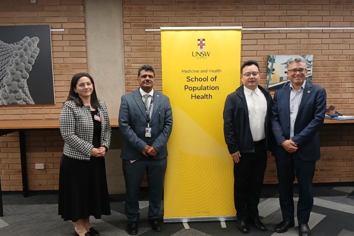 The speakers from HUST tour of Westmead pose for a photo
