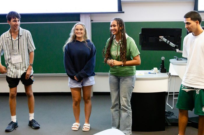 Students taking questions