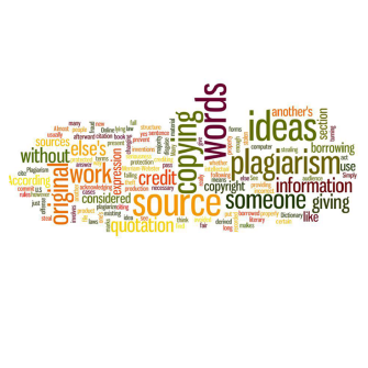 Word cloud featuring "Plagiarism" on white background