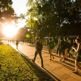 UNSW students walking in morning