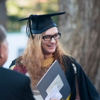 Images of students in their graduation outfits on the UNSW campus