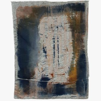 Monika Cvitanovic Zaper, ‘Dreamed This’, 2020. Acrylic, oil stick and thread on a recycled pillowcase. Image courtesy: the artist.