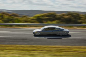 Sunswift 7 in action during the Guinness World Record attempt at the Australian Automotive Research Centre