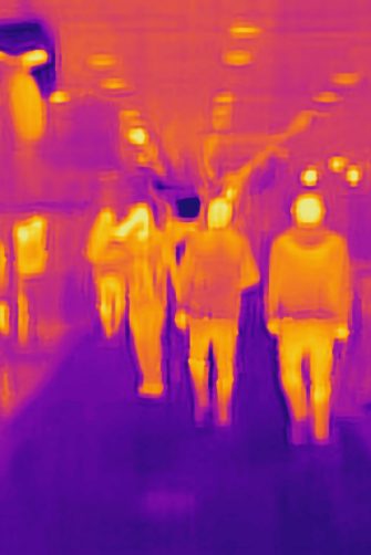 People at the fair. Real thermal camera image.