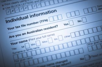A stock photo of the Australian Tax forms.