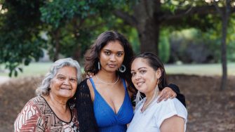 Multi-generational indigenous Australian family, three generations of Aboriginal Australian women together