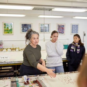 Students in a Screen Printing class