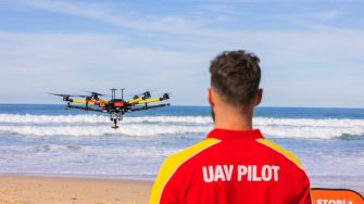 UAV Pilot flying a remotely piloted aircraft system (RPAS) at the beach in Australia