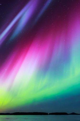 Colorful Northern lights (Aurora borealis) in the sky