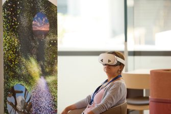 Woman using VR headset