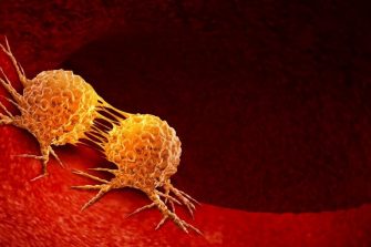 Graphic of two round cancer cells