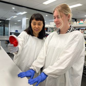 A/Prof. Li Zhang and Ms Alex Young in the lab