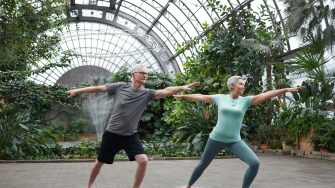 Couple practicing yoga