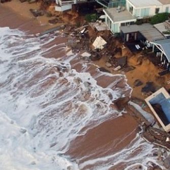Coastal erosion at affecting houses at Collaroy Beach