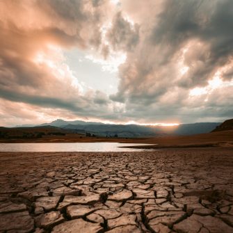 Drought sunset lake