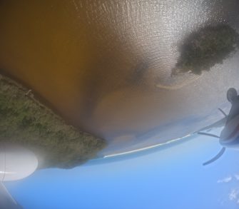 coastal lake and aircraft propeller
